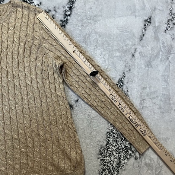 Talbots Sweater Womens‎ Size 2XP Gold Cable Knit Long Sleeve Holiday - Picture 2 of 7